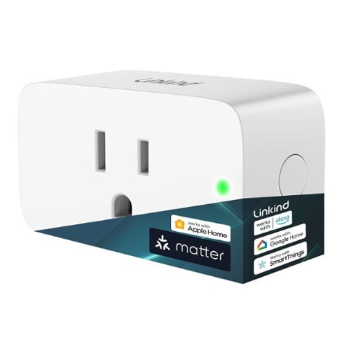Linkind - Smart Plug, Matter Compatible, Works with Alexa, Google Home, Apple Home, 1 Pack - White-Front_Standard 