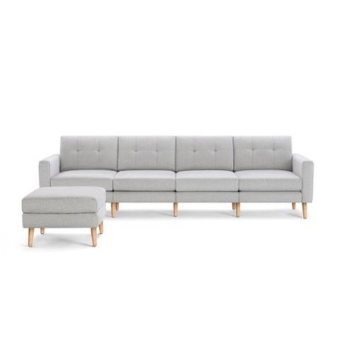 Burrow - Mid-Century Nomad King Sofa with Ottoman - Crushed Gravel-Front_Standard 