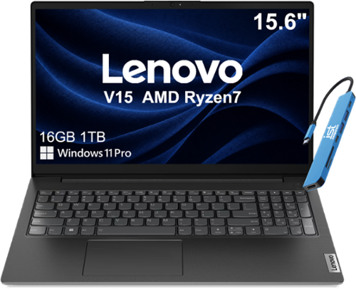  Lenovo - Upgraded - V Series V15 Gen 4 Laptop - 15.6" FHD - AMD Ryzen 7 7730U - 16GB RAM - 1TB SSD - Numeric Keypad - IST HUB - Win 11Pro - Black