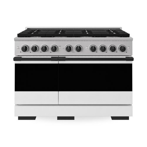 ZLINE - Autograph 48 in. 6.7 cu. ft. Marino Freestanding Gas Range with 8 Burners with White Black Doors and Black Accents - White Matte