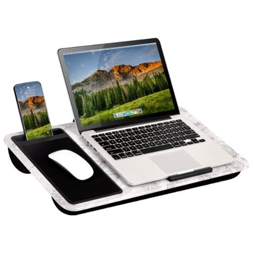 LapGear - Home Office Lap Desk for Left-Handed (Fits up to 15.6" Laptop) - White Marble