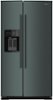 KitchenAid - 36 in. Wide 21 cu. ft. Side-by-Side Counter-Depth Refrigerator with Exterior Ice and Water Dispenser - Juniper-Front_Standard