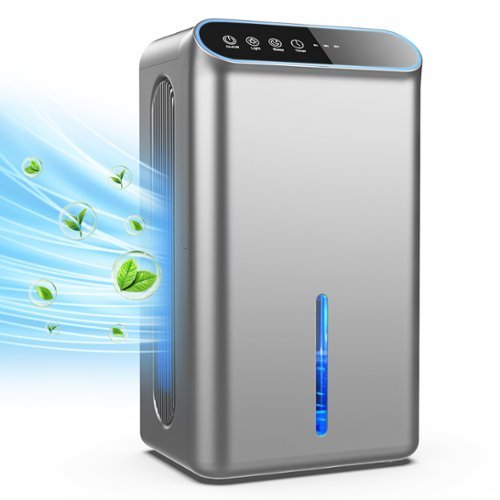 Teendow - Quiet Dehumidifier, 2.5L Tank, 800 sq.ft Coverage, Dual-Core, Auto Shut Off, Timer, 7-Color Light, Drain Hose-Front_Standard 