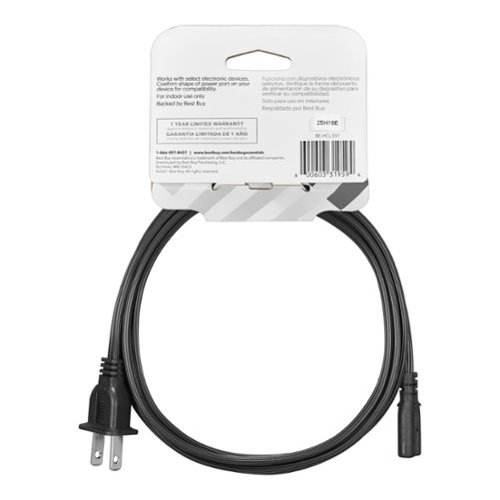Best Buy essentials™ 6' 2-Slot Non-Polarized Power Cord - Black BUY ONLINE