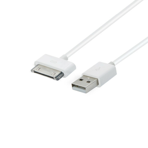 Qixxronics - 3FT USB 30-Pin Charger Cable for iPhone 4 4S 3GS, iPad & iPod Classic 1st 2nd 3rd Generation, iPod Touch 4th - White-Front_Standard 