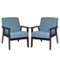 Costway - Set of 2 Fabric Accent Armchair Solid Wood Upholstered Lounge Chair - Blue-Front_Standard