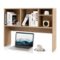 Costway - Computer Desktop Bookcase Countertop Storage Bookshelf Organizer with 4 Cubbies - Natural-Front_Standard 