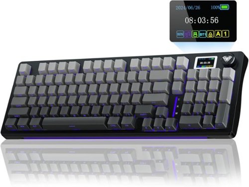 AULA - S98 Pro, 96-Key, Wireless, Mechanical Gaming Keyboard, RGB, 5-Layer Padding, 5000 mAh Battery, Knob, Digital Screen - Black-Front_Standard 