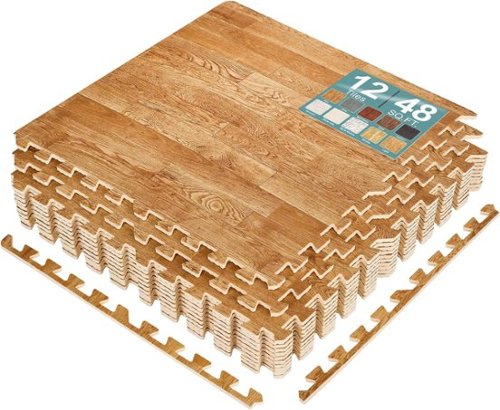 Sorbus - 3/8-Inch Thick 48 Sq. Ft. Wood Grain Floor Foam EVA Interlocking Mats Tiles w/ Borders - for Home, Trade Show - Pine-Front_Standard 