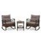 Costway - 3 PCS Patio Rocker Set with 2-Tier Coffee Table & Soft Seat Back Cushions Outdoor - Mix Brown + Grey-Front_Standard 
