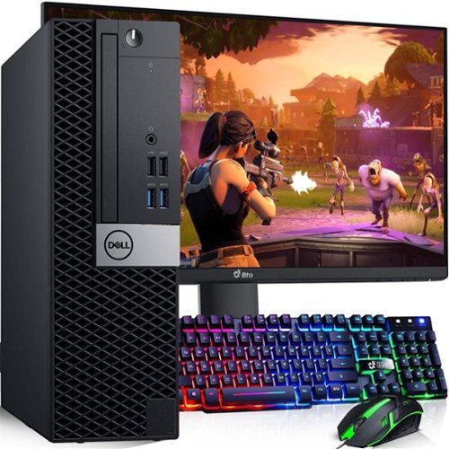 Dell - Refurbished Excellent - OptiPlex SFF Gaming PC | Intel i5-6th 3.2GHz | 16GB RAM | 256GB SSD + 500GB | NVIDIA GT 1030 | 24" LED | Wi-Fi | Win11 - Black-Front_Standard 