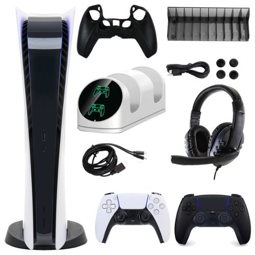 PS5 Digital Console with Extra Black Dualsense Controller and Accessories Kit - PlayStation 5-Front_Standard 