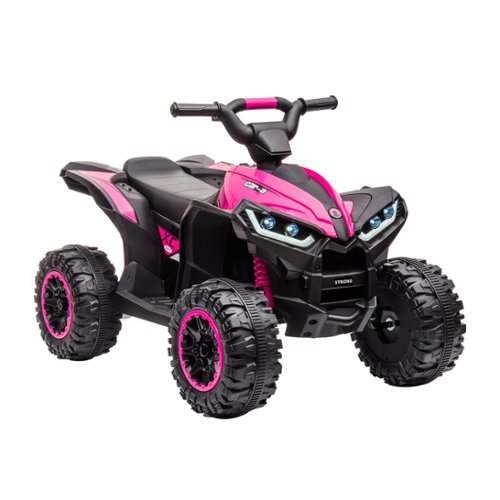 GARVEE - 12V Kids Electric ATV Quad, Ride-On 4-Wheeler w/Remote Control, Dual Motors, LED Lights & Music - Pink-Front_Standard 