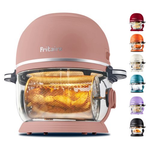 Fritaire - Non-Toxic Air Fryer - Glass Air Fryer, 5qt, Teflon-Free, PFOA- Free, w/ Accessories - Rotisserie and Tumbling Basket - Mauve Rose-Front_Standard 