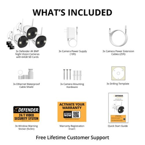 Defender AI POWERED 4K Guard Pro Wi-Fi 6 Plug-in Security Camera with 64GB SD Card, 3 Pack - white BUY IN EUROPE