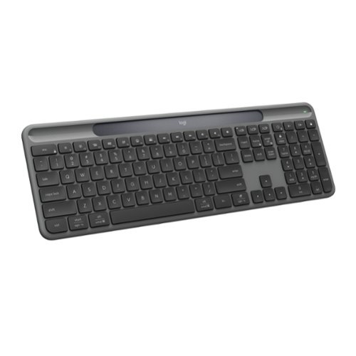 Logitech - Signature Slim Solar+ Wireless Bluetooth Solar and Artificial Light Powered Keyboard with Customizable Keys - Graphite