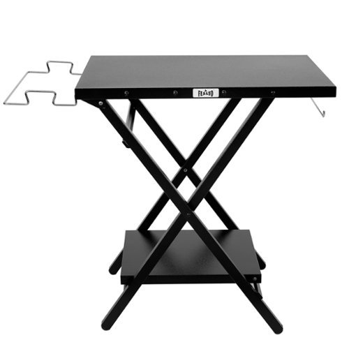 FEASTO - 24" x 30" Large Portable Folding Stainless Steel Outdoor Grill Stand Table - Black-Front_Standard 