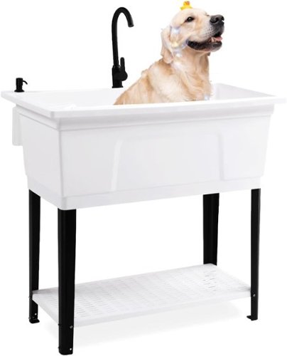 37-Gallon Freestanding Utility Sink 36" Heightened Basin with Faucet for Home, Laundry, Garage, Outdoor Garden, Pet Wash-Front_Standard 