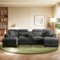 Electra Tech Xpress - Sectional Couches for Living Room with 2 Cup Holders,Corduroy Modular Sectional Sofa with Movable and Storable Ottoman - DARY GRAY-Front_Standard