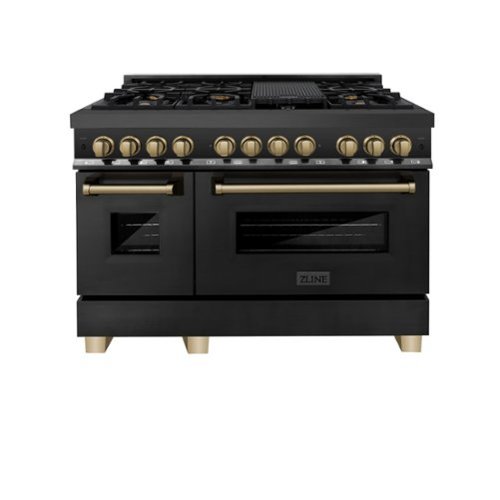 ZLINE - Autograph 48" Legacy Dual Fuel Range with Bronze Accents (RABZ-48-CB) - Black-Front_Standard 