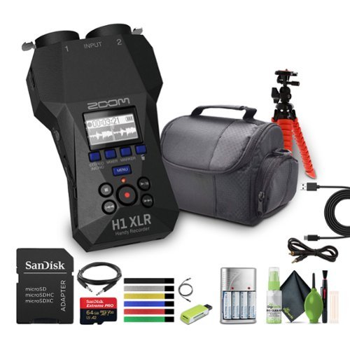 Zoom H1 XLR Handy Recorder with Tripod, Bag, and More Bundle Black