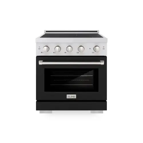 Front. ZLINE - 30 in. 4.2 cu. ft. Paramount Freestanding Induction Range with 4 Burners and Electric Oven with Black Matte Door - Matte Black.