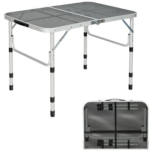 Costway Folding Grill Table for Camping Lightweight Aluminum Metal Grill Stand Table