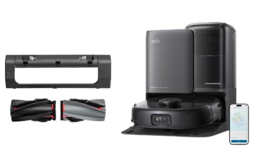 eufy - Robot Vacuum E25 All-in-One Robot Vacuum and Mop Combo+eufy Rolling Brush and Brush Guard - Black-Front_Standard 