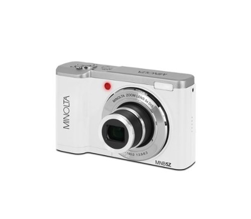 Minolta - 56 Mega Pixels Dual Lens Point & Shoot Digital Camera with 5X Optical Zoom & 5K Ultra HD Video - White-Front_Standard 