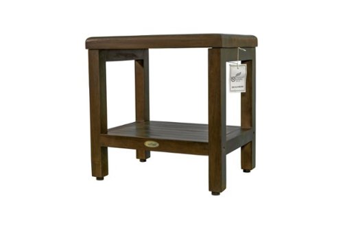 DecoTeak - Eleganto 18" Teak Wood Shower Bench with Shelf Finish - Woodland Brown-Front_Standard 