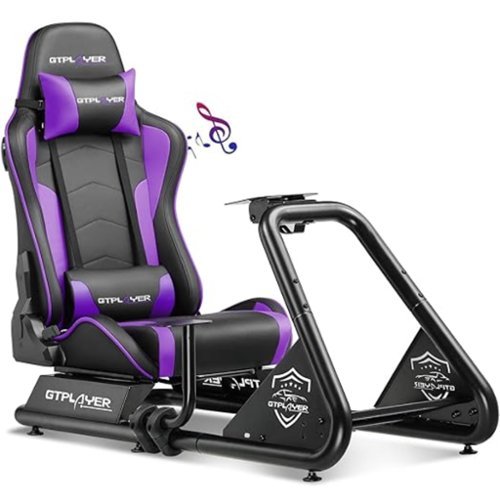 GTPlayer - Racing Simulator Cockpit with Seat and Bluetooth Speakers Sim Racing Cockpit - Purple