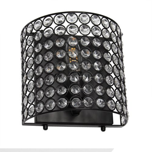 Lalia Home - 1 Light Crystal and Metal Wall Sconce Lighting Fixture - Black-Front_Standard 