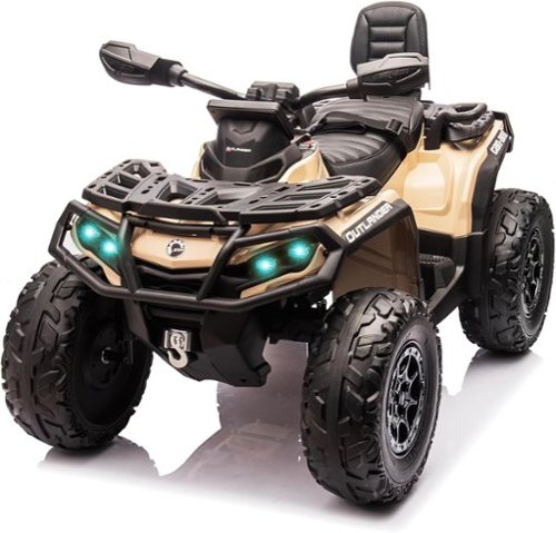 GARVEE - 24V Licensed Can-Am 2-Seater Ride-On ATV for Kids, 4WD, 3-Speed, Bluetooth, LED Lights, Leather Seats, Off-Road Toy - Brown-Front_Standard 