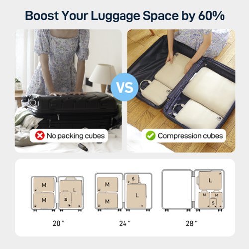 Epicka Nylon Compression Packing Cubes 4 Set - Water Resistant Travel Packing Organizer for Carry on - Beige - Beige GLOBAL SHIPPING