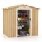 Costway - 6 x 4 FT Outdoor Storage Shed Galvanized Steel Shed with Sliding Doors Wood Grain - Natural-Front_Standard