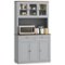 Homcom - 71" Kitchen Pantry Cabinet, Freestanding Kitchen Hutch with Microwave Stand, 2 Drawers and Adjustable Shelves - Gray-Front_Standard