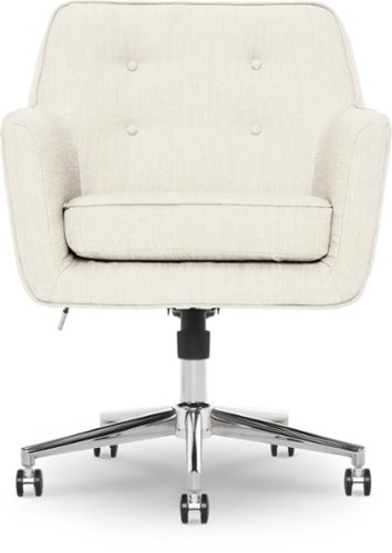 Serta - Ashland Memory Foam & Twill Fabric Home Office Chair - Ivory-Front_Standard 