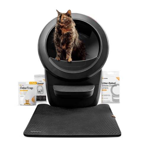 Whisker - Litter-Robot® 4 Smart App-Controlled Self-Cleaning Litter Box Core Accessories Bundle - Black-Front_Standard 