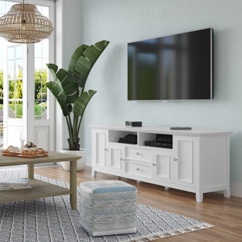 Simpli Home Amherst 72 inch Solid Wood TV Media Stand White