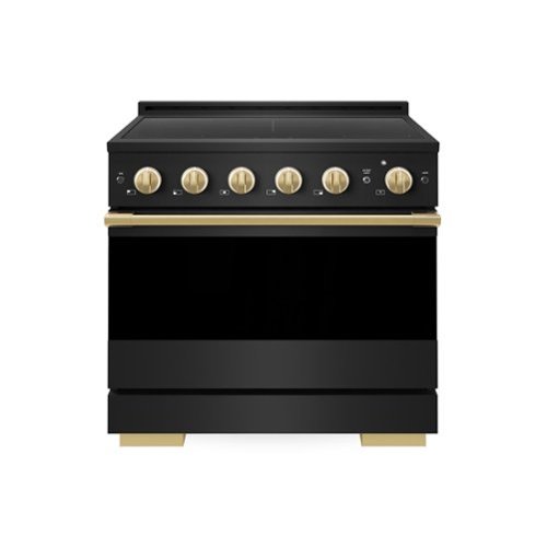 ZLINE - Autograph 36 in. 5.2 cu. ft. Marino Freestanding Induction Range with 5 Burners in Black Steel with Gold Accents - Black Stainless Steel