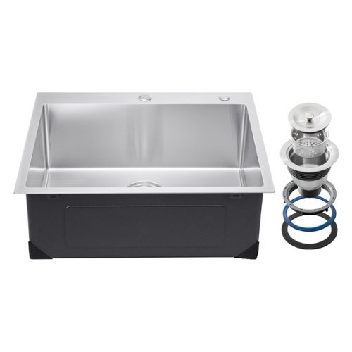 VEVOR - 25 inch Kitchen Sink Workstation, 304 Stainless Steel Top Mount Sinks, Drop-In Single Bowl Farmhouse Basin - Silver-Front_Standard 