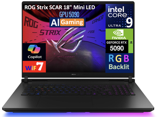 ASUS - ROG Strix SCAR Gaming Laptop (Ultra 9- 275HX, 32GB, 2TB PCIe SSD, 18 (2560x1600), RTX 5090, Win 11 Pro) - Off Black-Front_Standard 