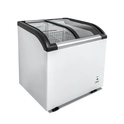 Front. WHALL - WHALL 4.6 Cu.Ft Curved Top Display Freezer, Lockable Glass Lid, LED Light, Adjustable Temp -9.4℉ to 5℉, Brake Casters - White.