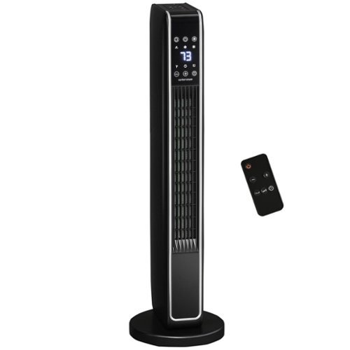 Resenkos - 2-In-1 Portable Electric Tower Heater, Oscillating Space Heater for Indoor Use with Remote Control, 8H Timer - Black-Front_Standard 