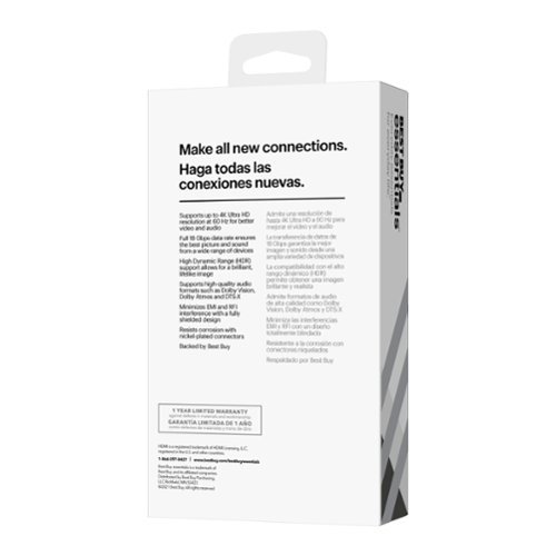 Best Buy essentials™ 12' 4K Ultra HD HDMI Cable - Black BUY ONLINE