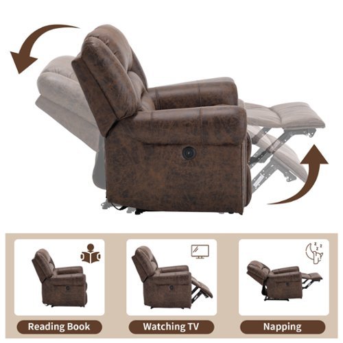 Bestier Vegan Leather Manual Power Recliner with Nailhead Trim and