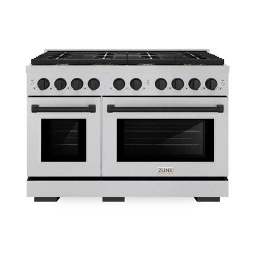 ZLINE - Autograph 48 in. Paramount Dual Fuel Satin Steel Range w/ 8 Burners & Black Accents (SDRSZ-48-MB) - Stainless Steel-Front_Standard 