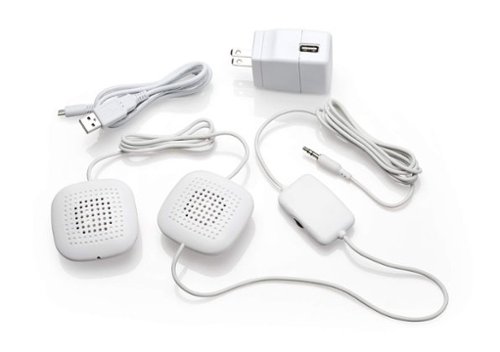 Sound Oasis - Amplified pillow speakers with 2 ultra-thin hi-fi stereo speakers, volume control, great for music, sleep & tinnitus rel - White-Front_Standard 