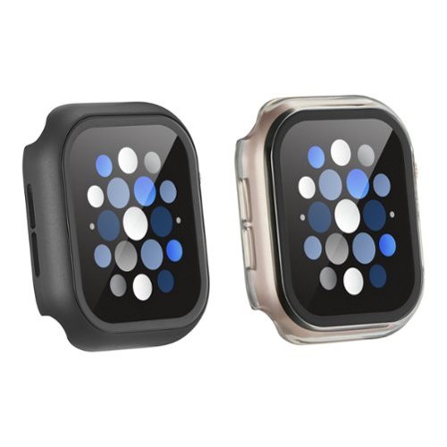 Insignia™ - Bumper with Glass Screen Protector for Apple Watch 42mm - Black and Clear - image 2