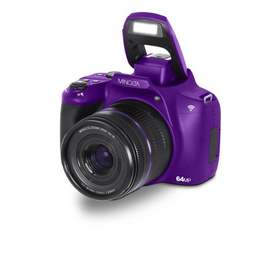 Minolta - 64 Mega Pixels Auto Focus Digital Camera with 10x Optical Zoom,4K Ultra HD Video and Macro Shooting - Purple-Front_Standard 